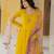 Yellow georgette embroidered gown 