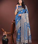 Blue silk saree with blouse