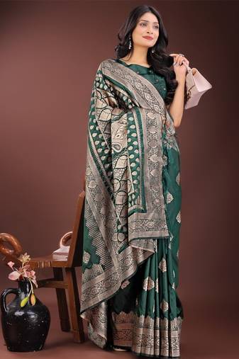 Green silk saree with blouse