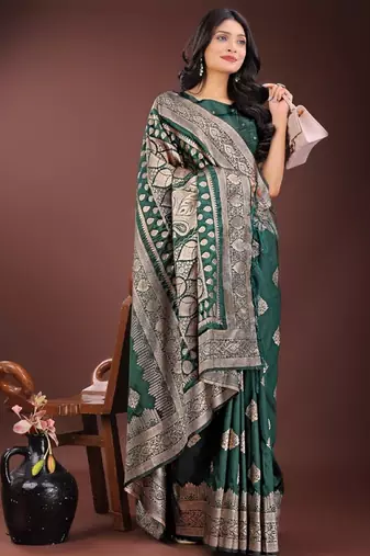 Green silk saree with blouse