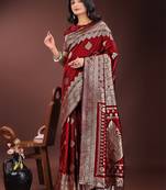 Maroon silk saree with blouse