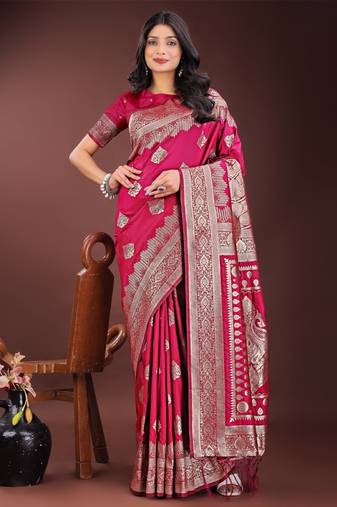 Red silk saree with blouse