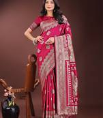 Red silk saree with blouse