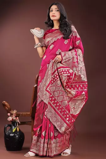 Red silk saree with blouse