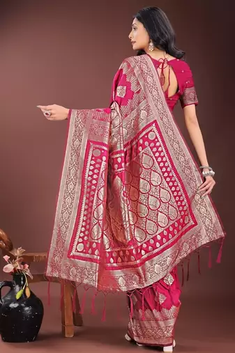 Red silk saree with blouse