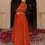 Orange georgette embroidered gown 