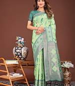 Green banarasi silk saree with blouse