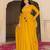 Mustard georgette embroidered gown 