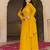 Mustard georgette embroidered gown 