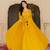 Mustard georgette embroidered gown 