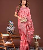Red banarasi silk saree with blouse