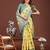 Yellow banarasi silk saree with blouse