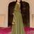 Olive georgette embroidered gown 