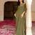 Olive georgette embroidered gown 