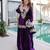 Purple velvet kurta pant set with batwa