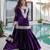 Purple velvet kurta pant set with batwa