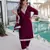 Wine velvet kurta pant set with batwa