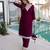 Wine velvet kurta pant set with batwa
