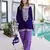 Purple velvet kurta pant set with batwa