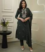 Mahendi ethnic cotton silk kurta set with dupatta