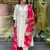 Cream ethnic cotton silk kurta set with dupatta