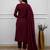 Maroon ethnic cotton silk kurta set with dupatta