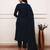 Navy blue ethnic cotton silk kurta set with dupatta