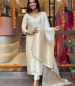 Cream embroidered ethnic suit