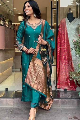 Rama embroidered ethnic suit