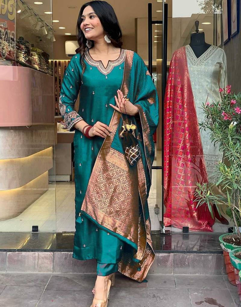 Rama embroidered ethnic suit
