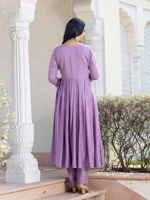 Lavender rayon embroidery suit 2