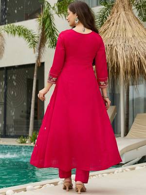 Pink vichitra silk embroidery suit 2