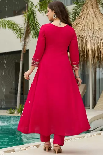 Pink vichitra silk embroidery suit