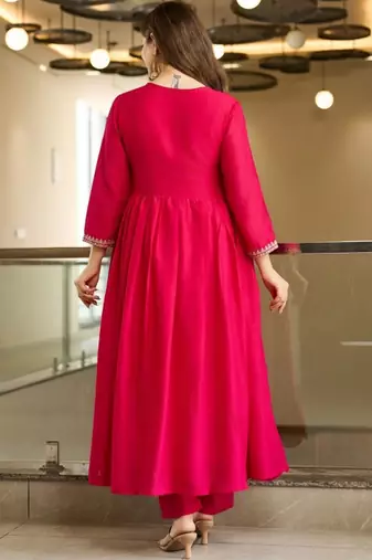 Pink vichitra silk embroidery suit