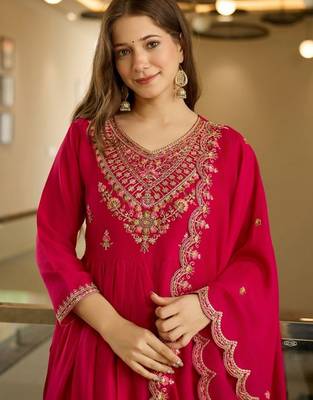 Pink vichitra silk embroidery suit 3