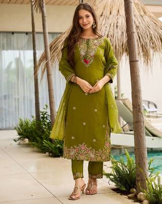 Mahendi rayon embroidery suit 1