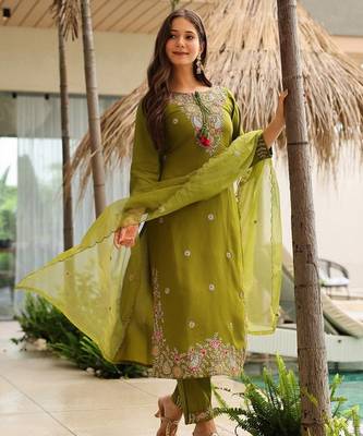 Mahendi rayon embroidery suit 5