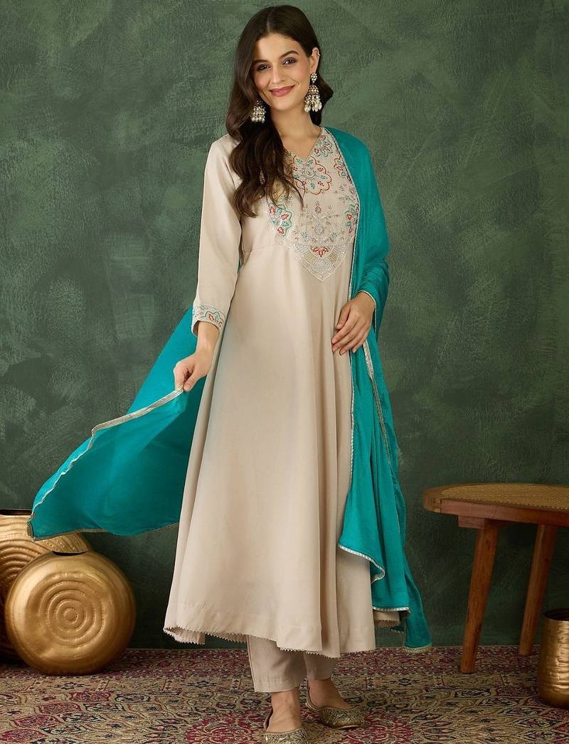 Chiku rayon embroidery work  suit