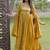 Mustard viscose silk embroidery work  suit