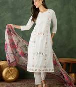 Off white cotton embroidery work  suit