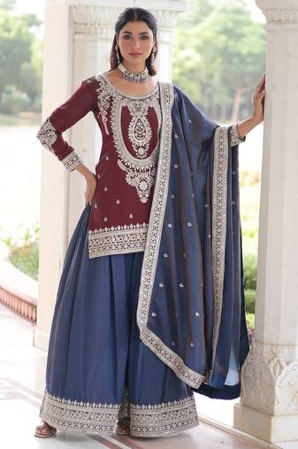 Maroon ethnic heavy suit 