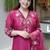 Pink chanderi embroidered kurta pant set