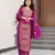 Magenta chinon embroidery work suit 