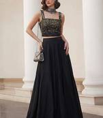 black soft silk jacquard embellished lehenga choli set