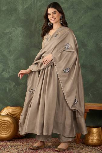 Chiku vichitra silk embroidery work  suit