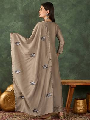 Chiku vichitra silk embroidery suit 4