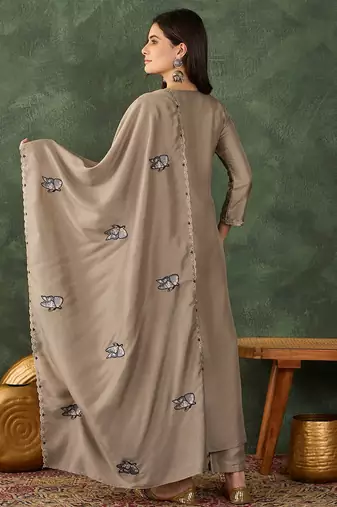 Chiku vichitra silk embroidery suit