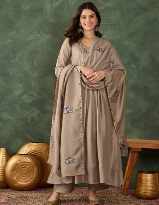 Chiku vichitra silk embroidery suit 5