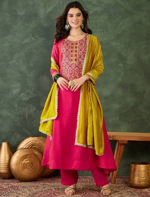 Gajri vichitra silk embroidery suit 1