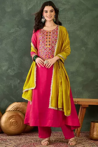 Gajri vichitra silk embroidery work  suit